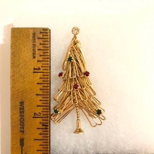 Gold Tone Christmas Tree Brooch